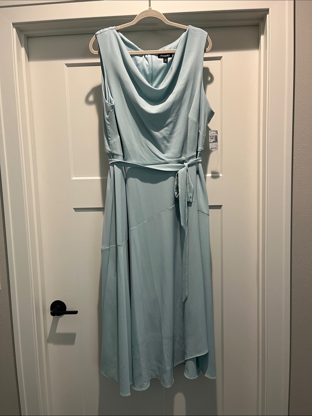 NEW Roz & Ali Sleeveless Cowl-Neck Belted Midi Dress